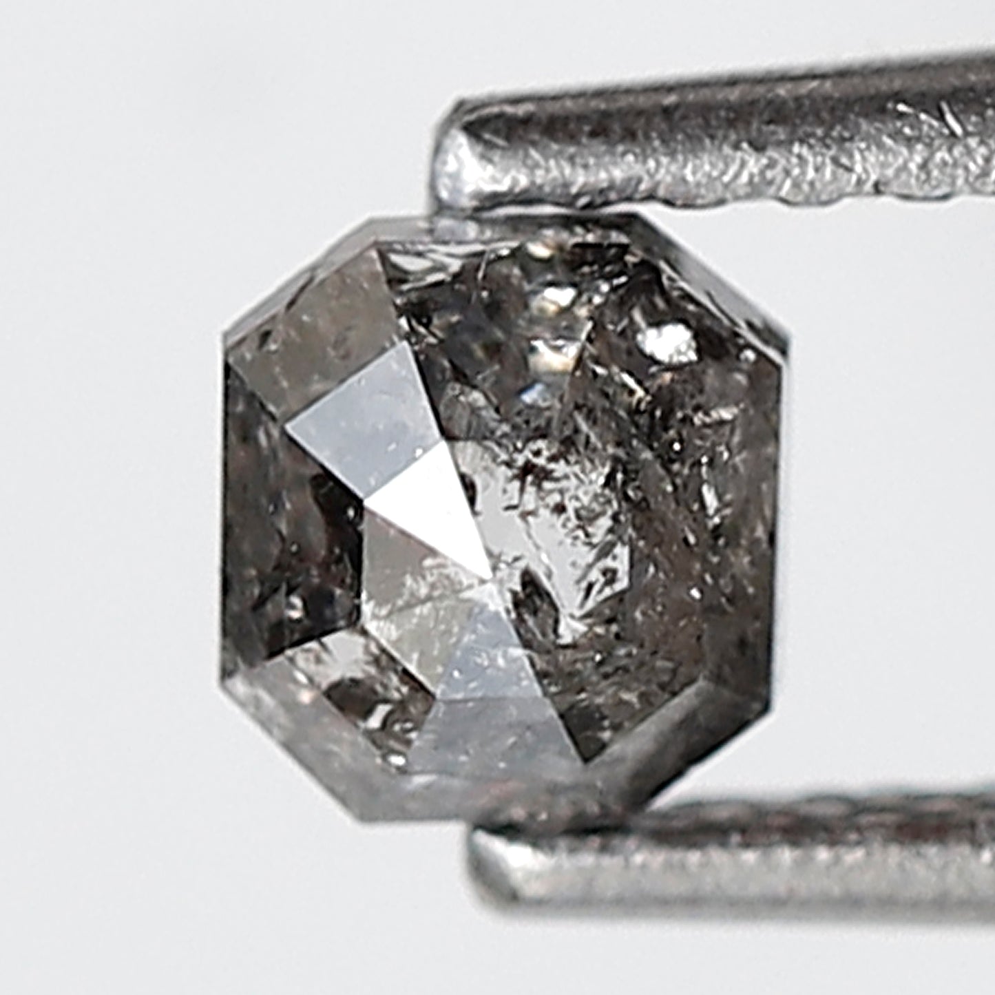 0.49 Ct Square Emerald Shape Salt and Pepper Diamond 4 MM Grey Black Color Natural Loose Diamond