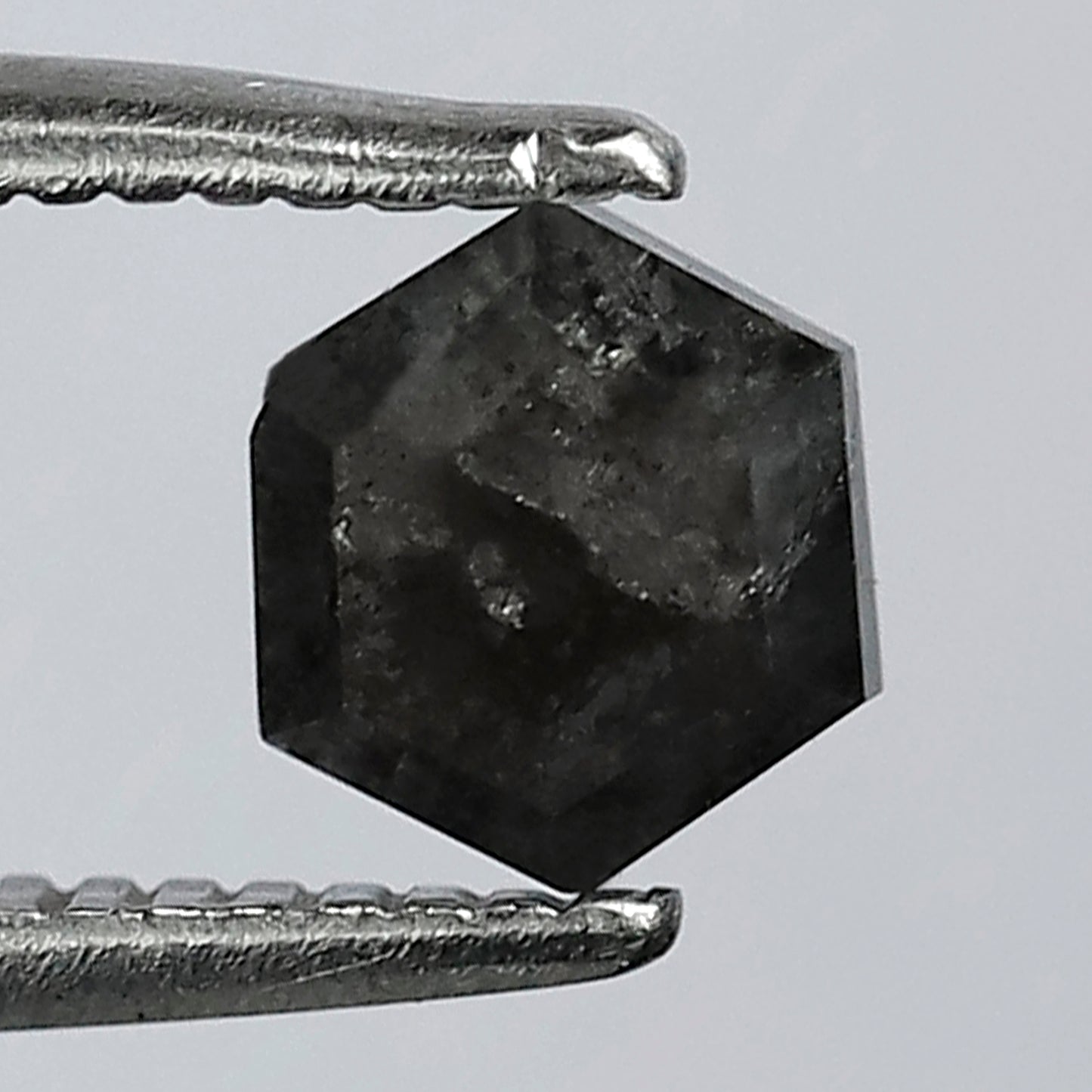 0.76 CT salt and pepper hexagon Natural Dark grey black ICY diamond for unique galaxy diamond wedding ring