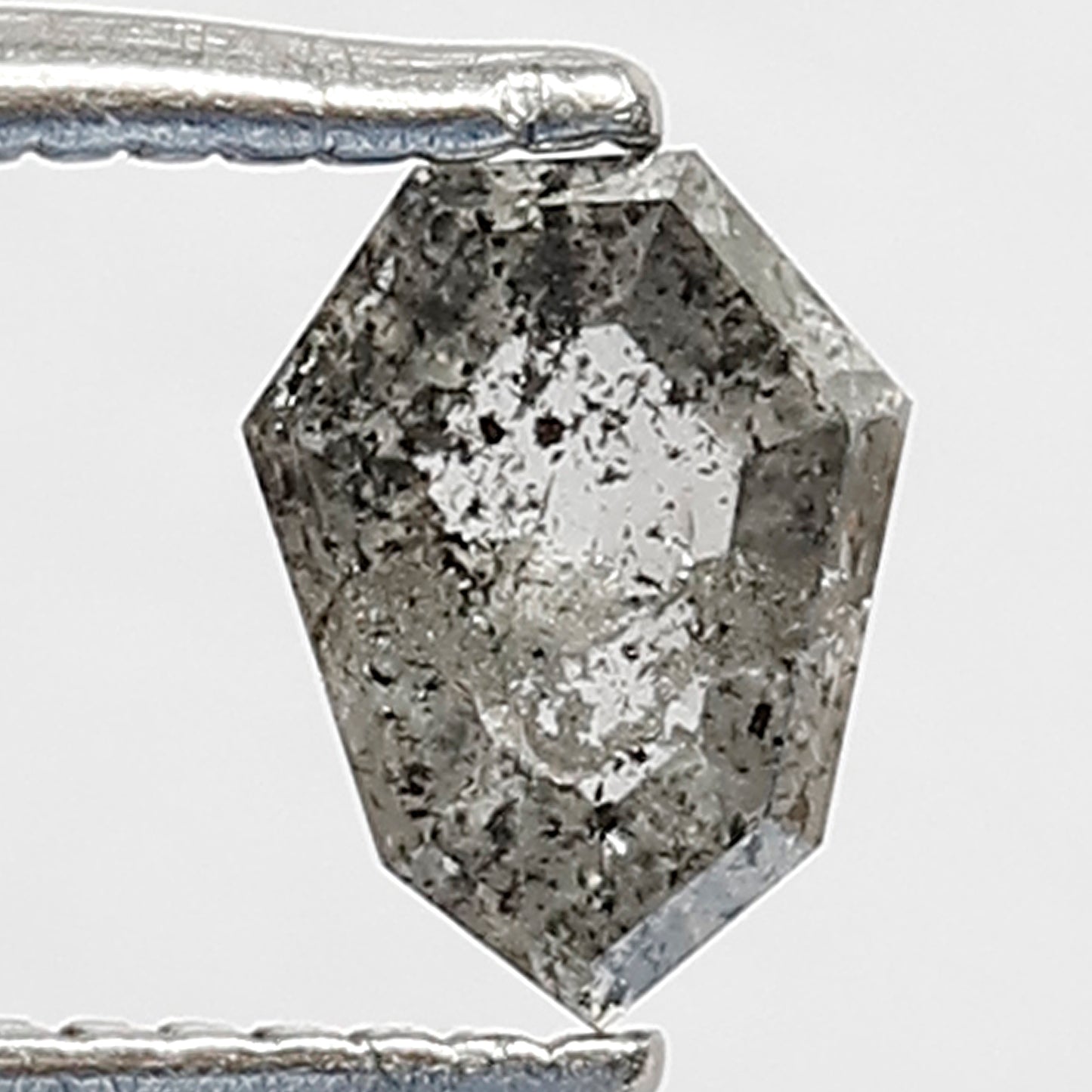 0.45 CT Gray Black Geometric cut Loose Diamond, Natural Salt and Pepper Conflict Free Diamond For Custom Jewelry