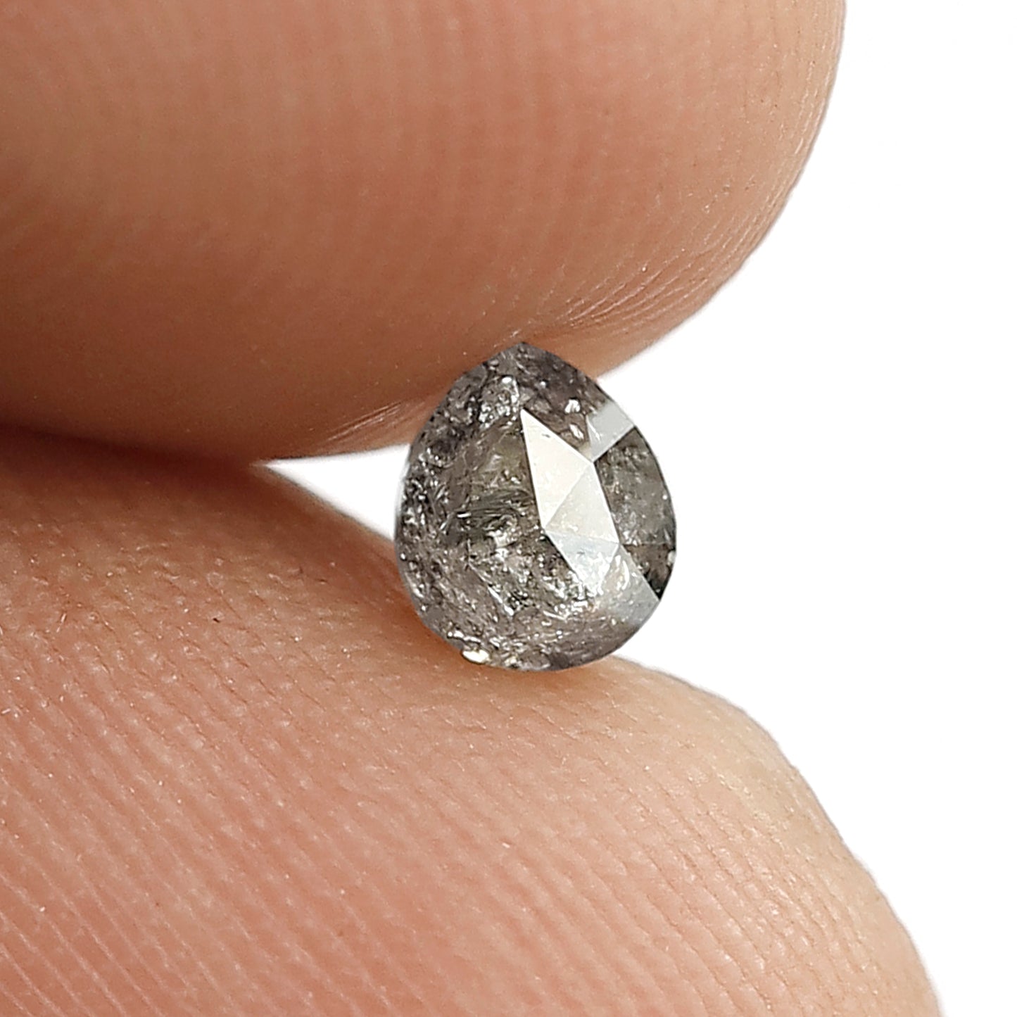 0.41 CT Natural Pear Cut Diamond, Gray Black Salt and Pepper Loose Diamond, Ethical Conflict Free Gem for Proposal Ring