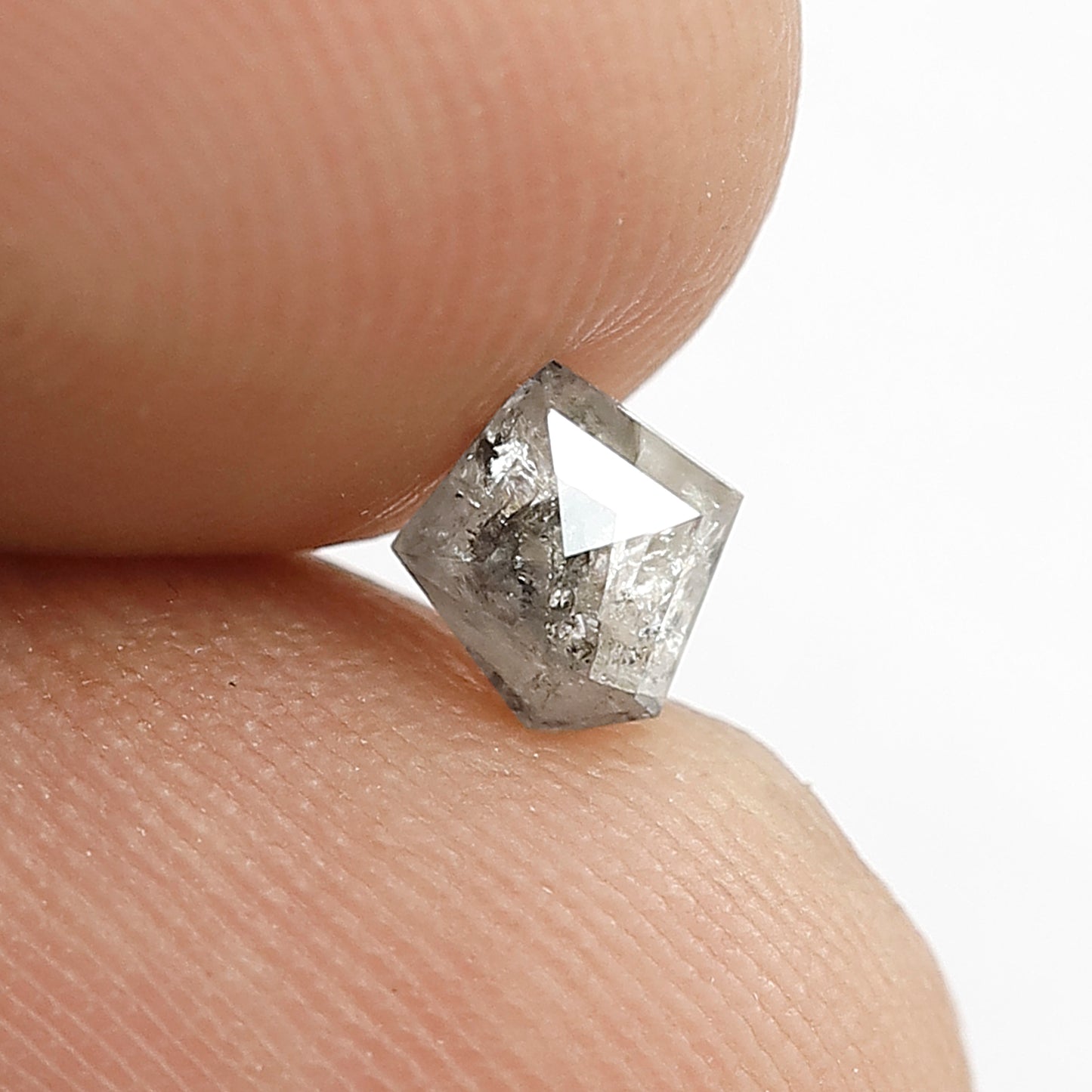 0.39 CT Natural Geometric cut Ethical Diamond, Gray Black Salt and Pepper Loose Diamond For Custom Pendant