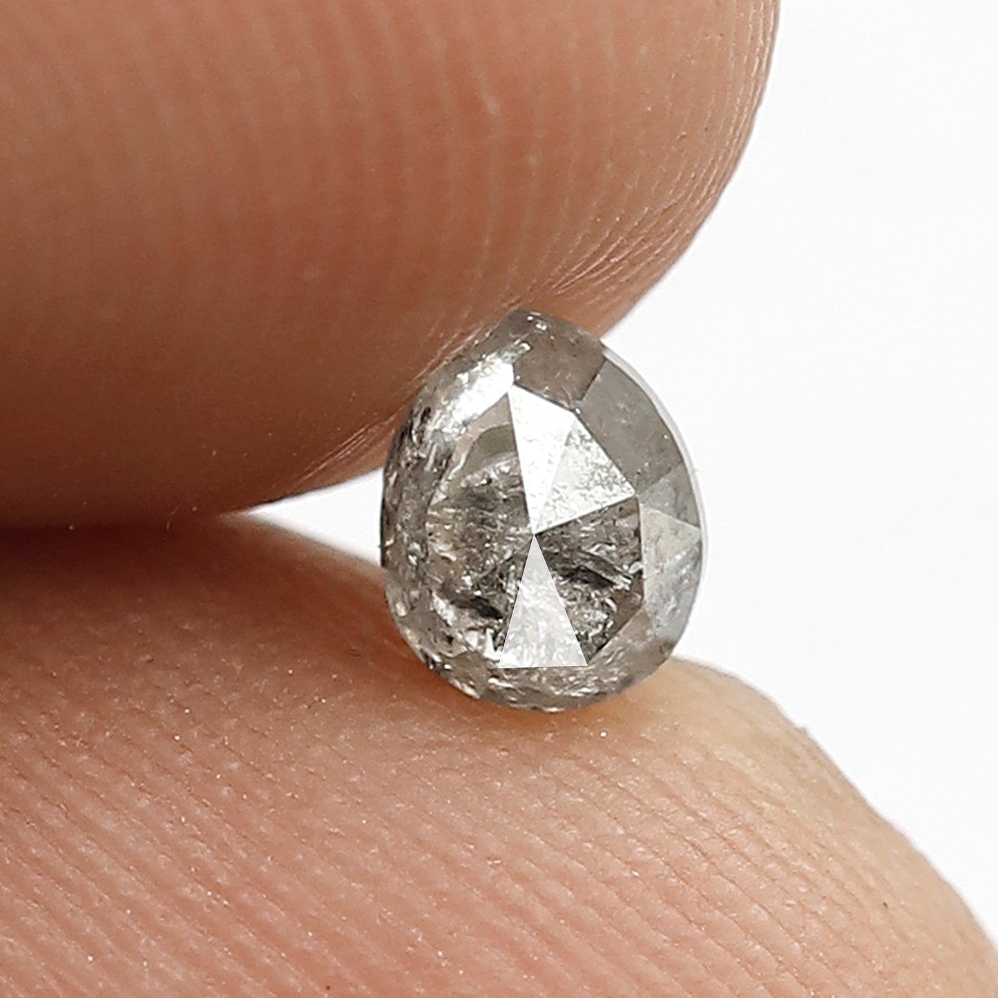 0.55 Ct Pear Shape Salt and Pepper Diamond, 5.00 x 4.00 mm Natural Gray Black Loose Diamond For Engagement Ring