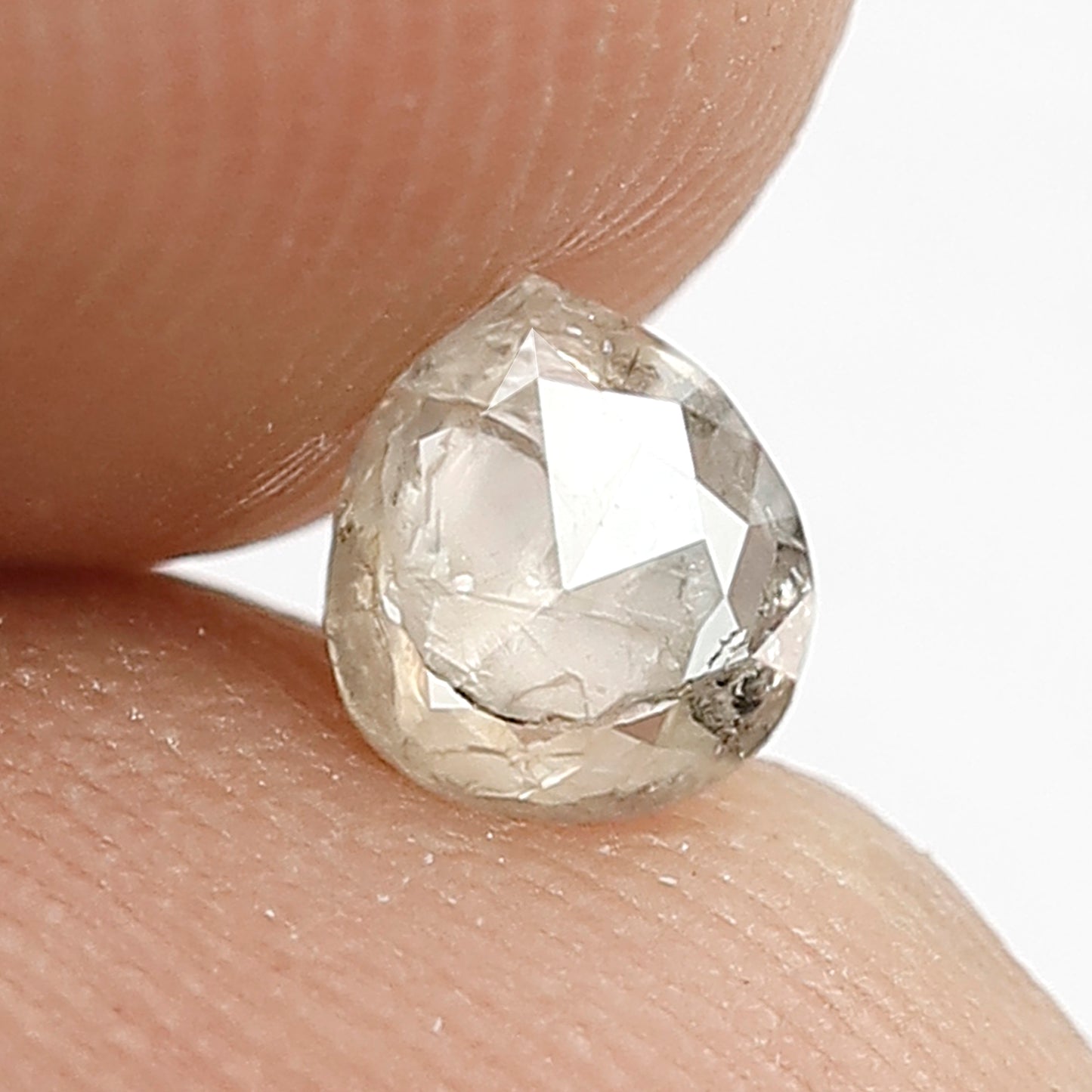 0.36 CT Translucent Pear Shape Loose Diamond, Natural Misty Gray White Salt and Pepper Diamond For Anniversary Ring