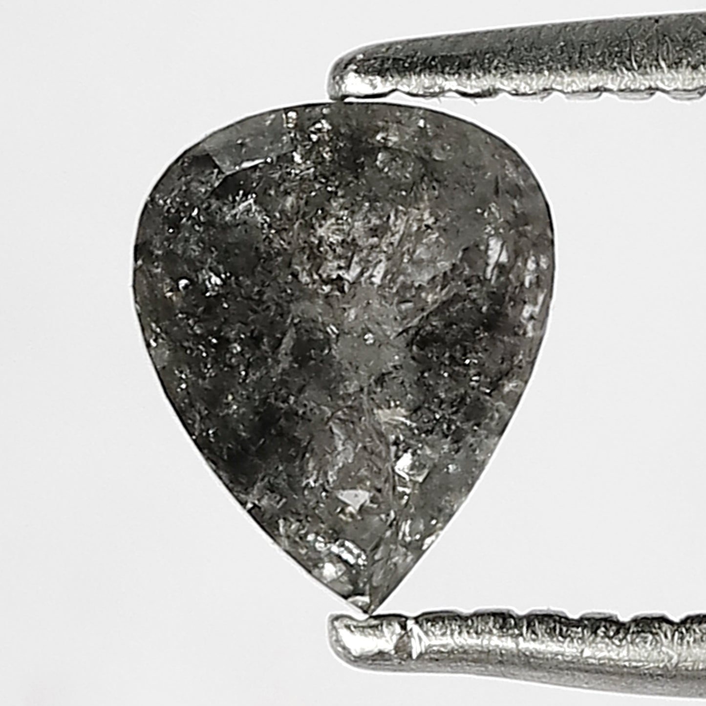 0.78 Ct 6 Natural Loose Diamond Salt And Pepper Color Grey Pear Shape Faceted Wedding Ring Diamond,