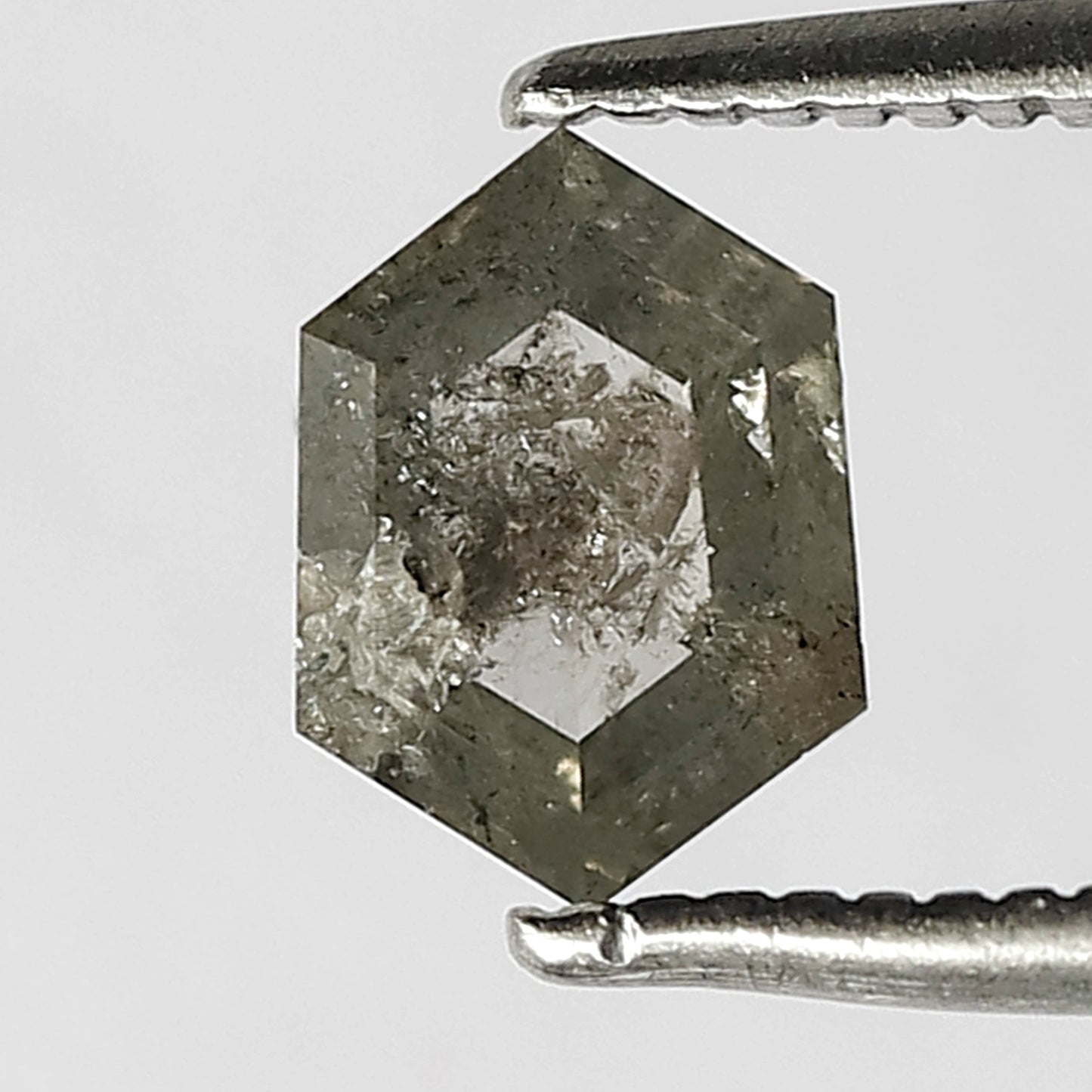 0.80 CT Light Grey color Elongated hexagon salt and pepper diamond