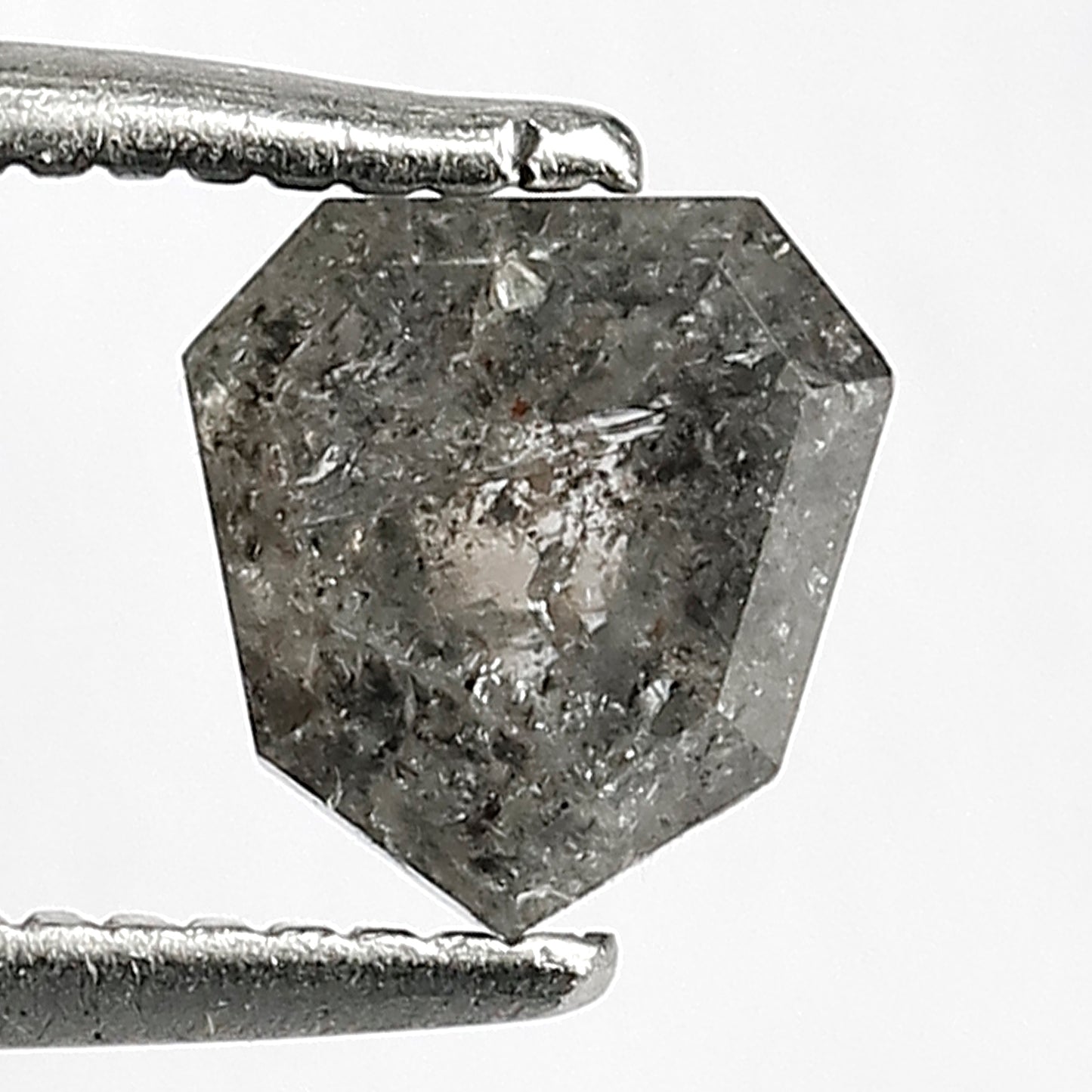 Modified cut Geometric Salt and Pepper Diamond 5.9 MM Natural Grey Black Loose Diamond