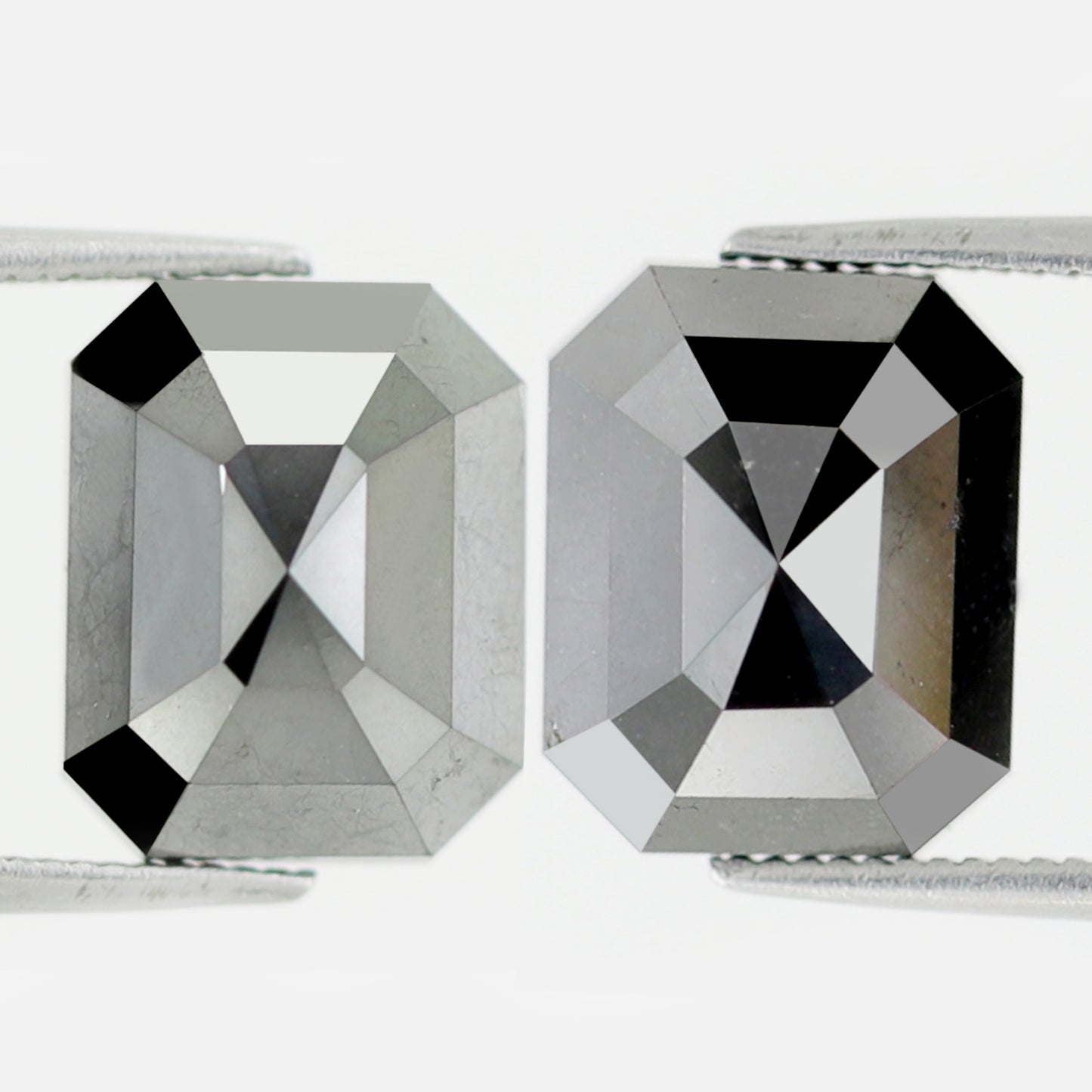 13.05 Ct Emerald Cut Black Diamond Pair | Natural Treated Loose Diamonds for Earrings