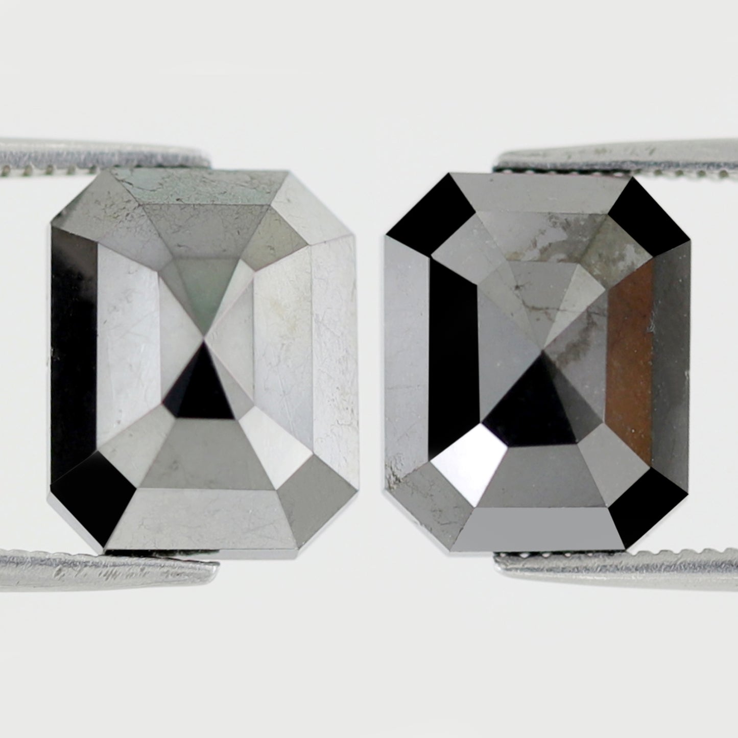 13.05 Ct Emerald Cut Black Diamond Pair | Natural Treated Loose Diamonds for Earrings