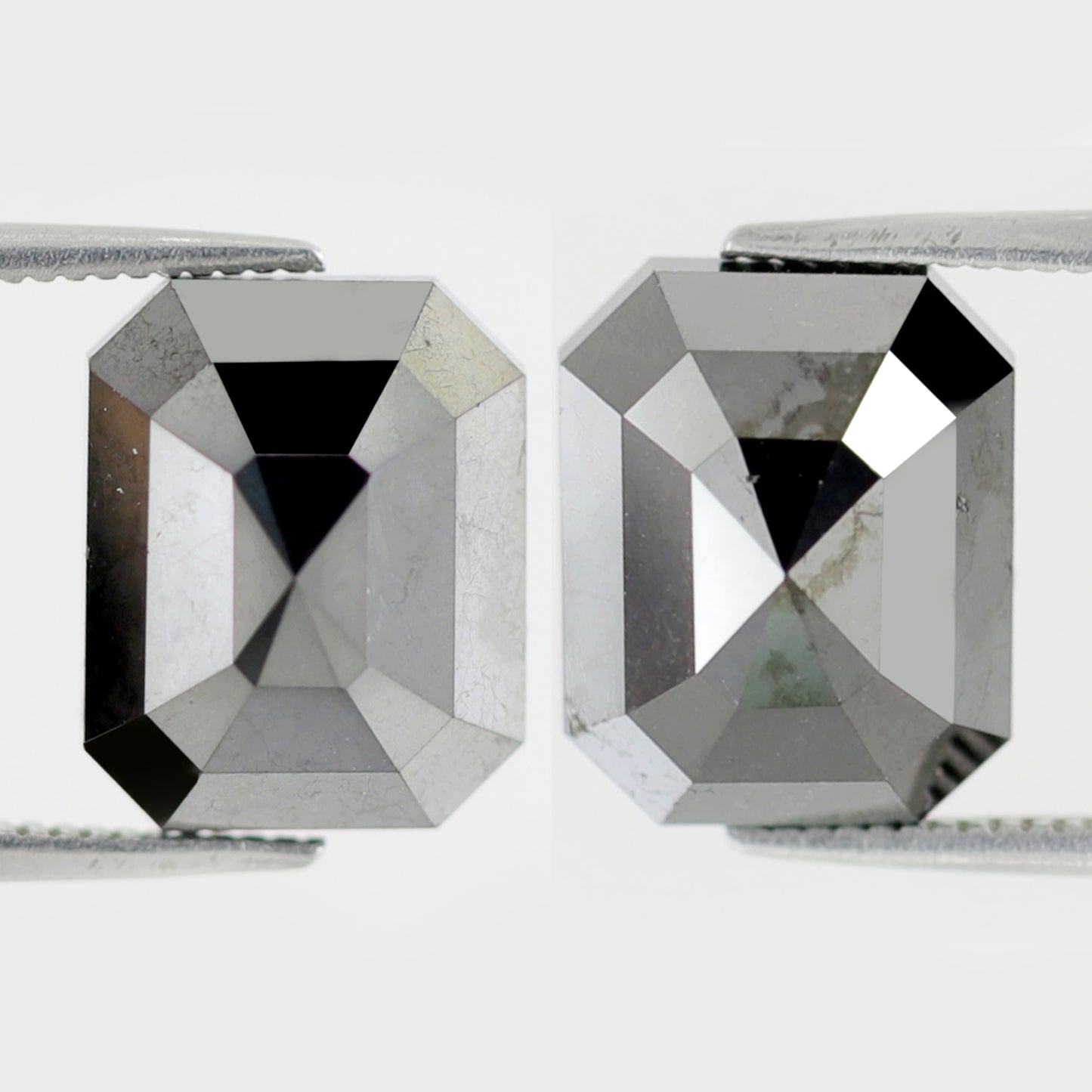 13.05 Ct Emerald Cut Black Diamond Pair | Natural Treated Loose Diamonds for Earrings