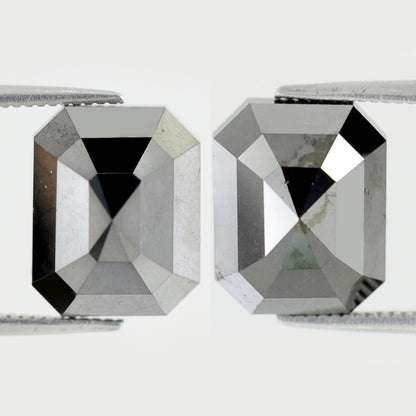 13.05 Ct Emerald Cut Black Diamond Pair | Natural Treated Loose Diamonds for Earrings