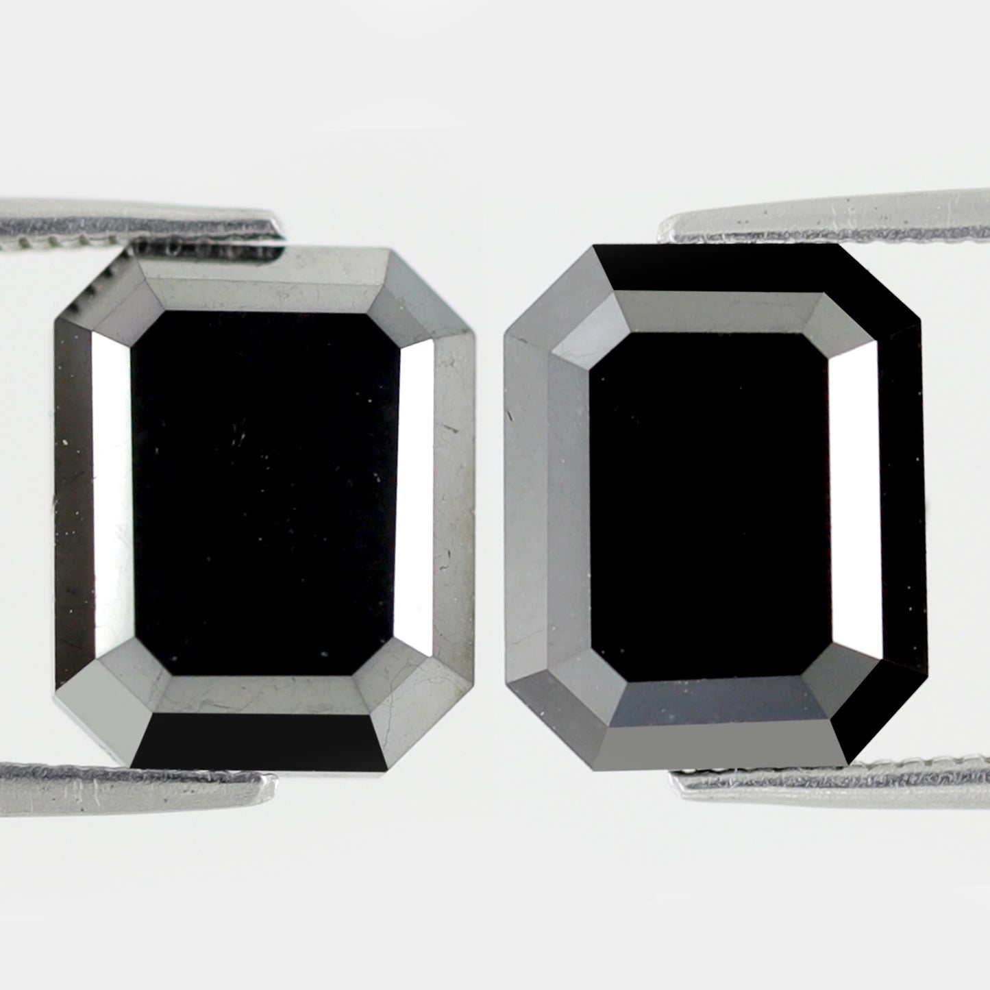13.05 Ct Emerald Cut Black Diamond Pair | Natural Treated Loose Diamonds for Earrings