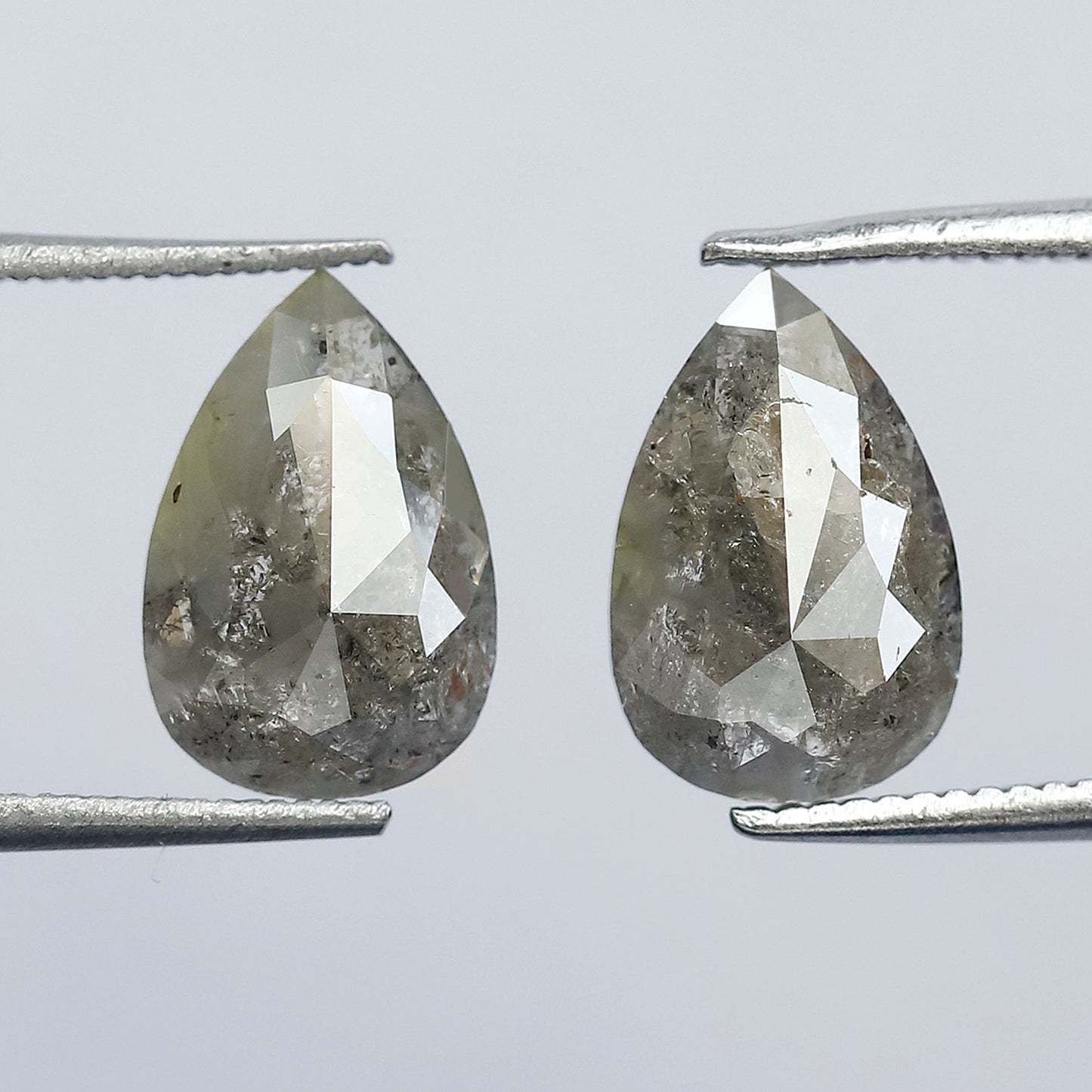 2.44 Ct Pear Shape Rustic Diamond Pair | Natural Earth Mined Loose Diamonds | 10.40 mm Matching Stones for Earrings