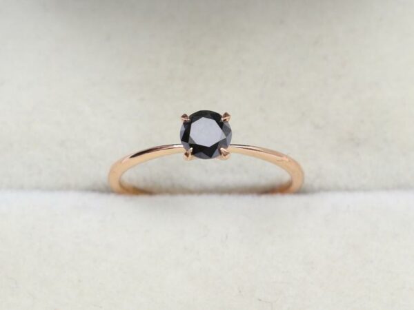 0.50 Carat Solitaire Black Diamond Ring in 14K Rose Gold.