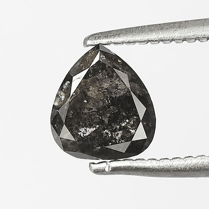 0.79 CT Natural Gray Black Pear Shape Diamond, 6.00 x 5.50 mm Salt and Pepper Earth Mined Diamond For Promise Ring