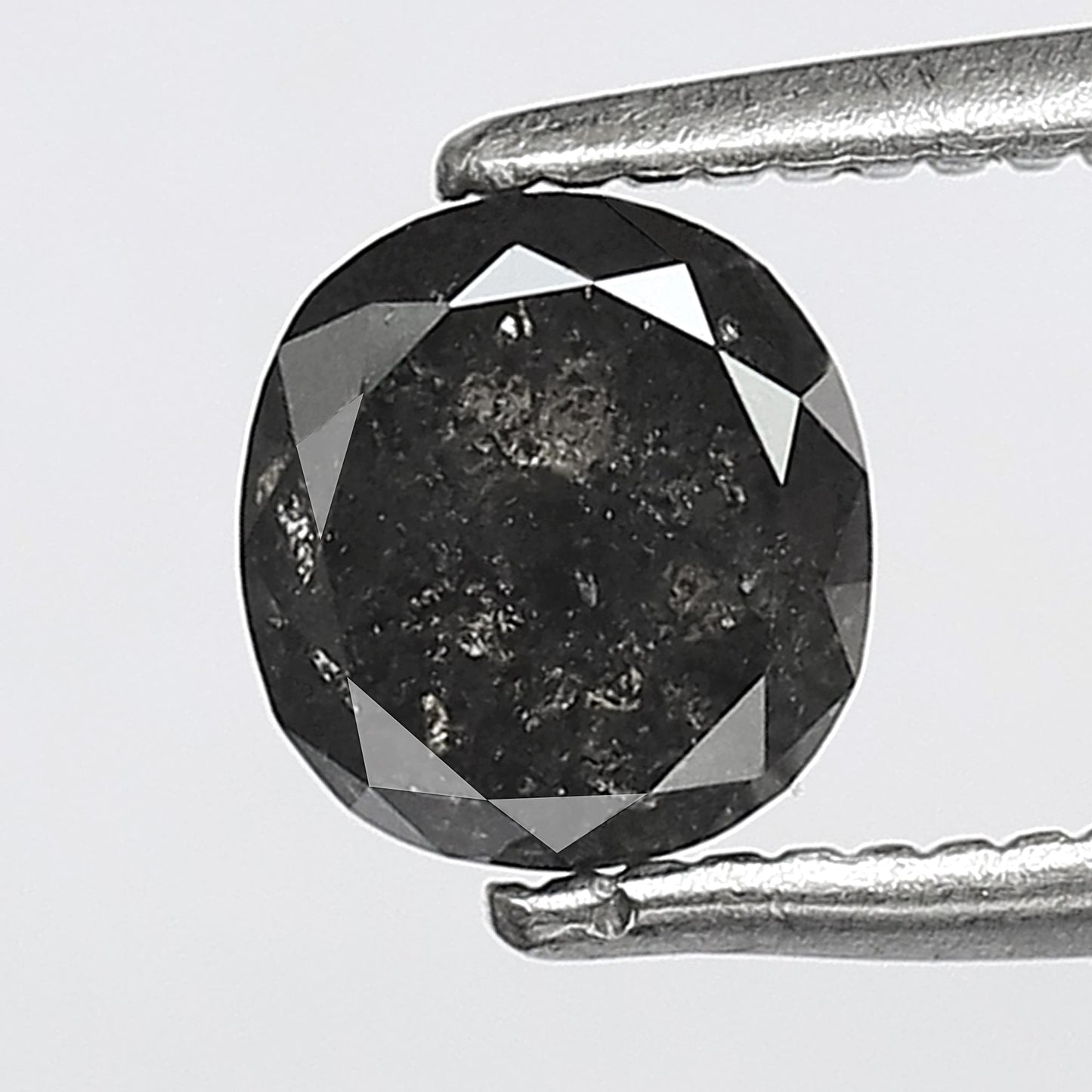 1.02 CT Oval Shape Salt and Pepper Diamond, Natural 5.60 mm Gray Black Ethical Diamond