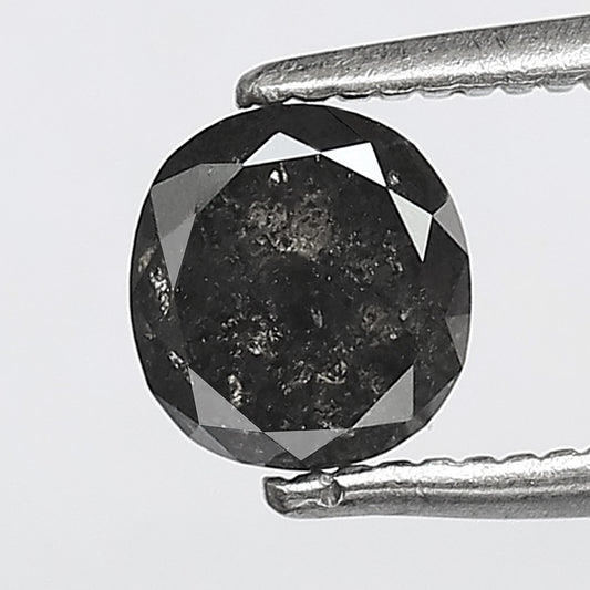 1.02 CT Oval Shape Salt and Pepper Diamond, Natural 5.60 mm Gray Black Ethical Diamond