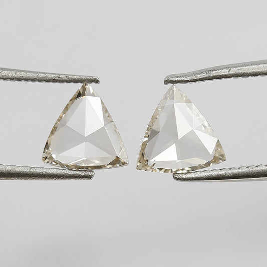 1.04 CT Triangle Rose Cut Diamond Pair, Natural VS Loose Ethical Diamonds for Stud Earrings, 6.20 x 6.00 mm Matching Stones
