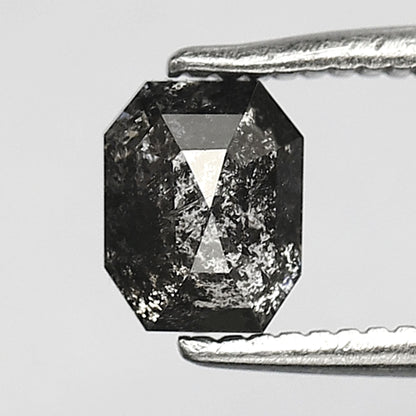 0.78 CT Emerald cut Loose Natural Diamond, 5.50 x 4.40 mm Gray Black Salt and Pepper Diamond For Anniversary Ring