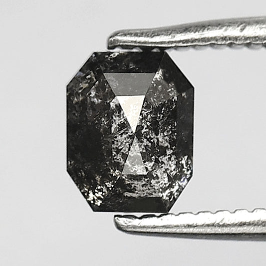 0.78 CT Emerald cut Loose Natural Diamond, 5.50 x 4.40 mm Gray Black Salt and Pepper Diamond For Anniversary Ring