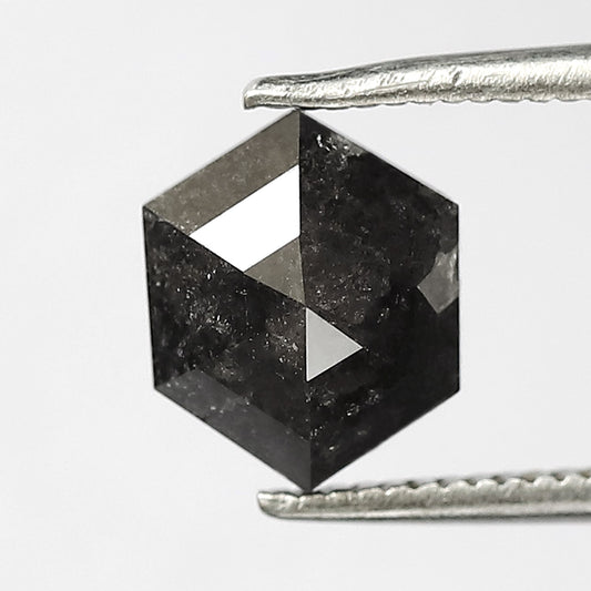 1.83 CT Elongated Hexagon Salt and Pepper Diamond | Natural Gray Black Loose Earth Mined Diamond | Pendant Stone