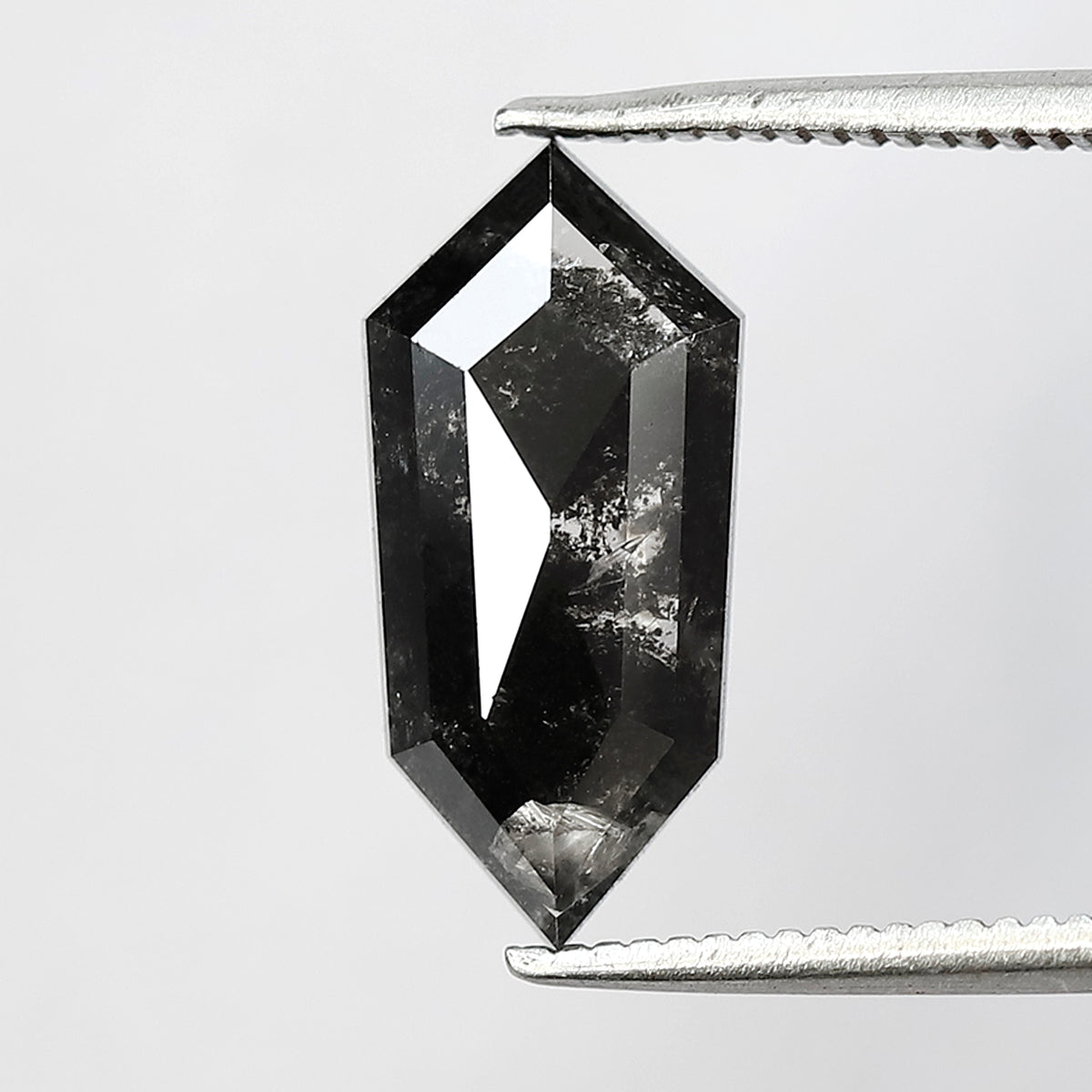 2.49 Ct elongated hexagon Shape Salt and Pepper Diamond 14 MM Loose Natural Grey Black Color Diamond for wedding ring gift