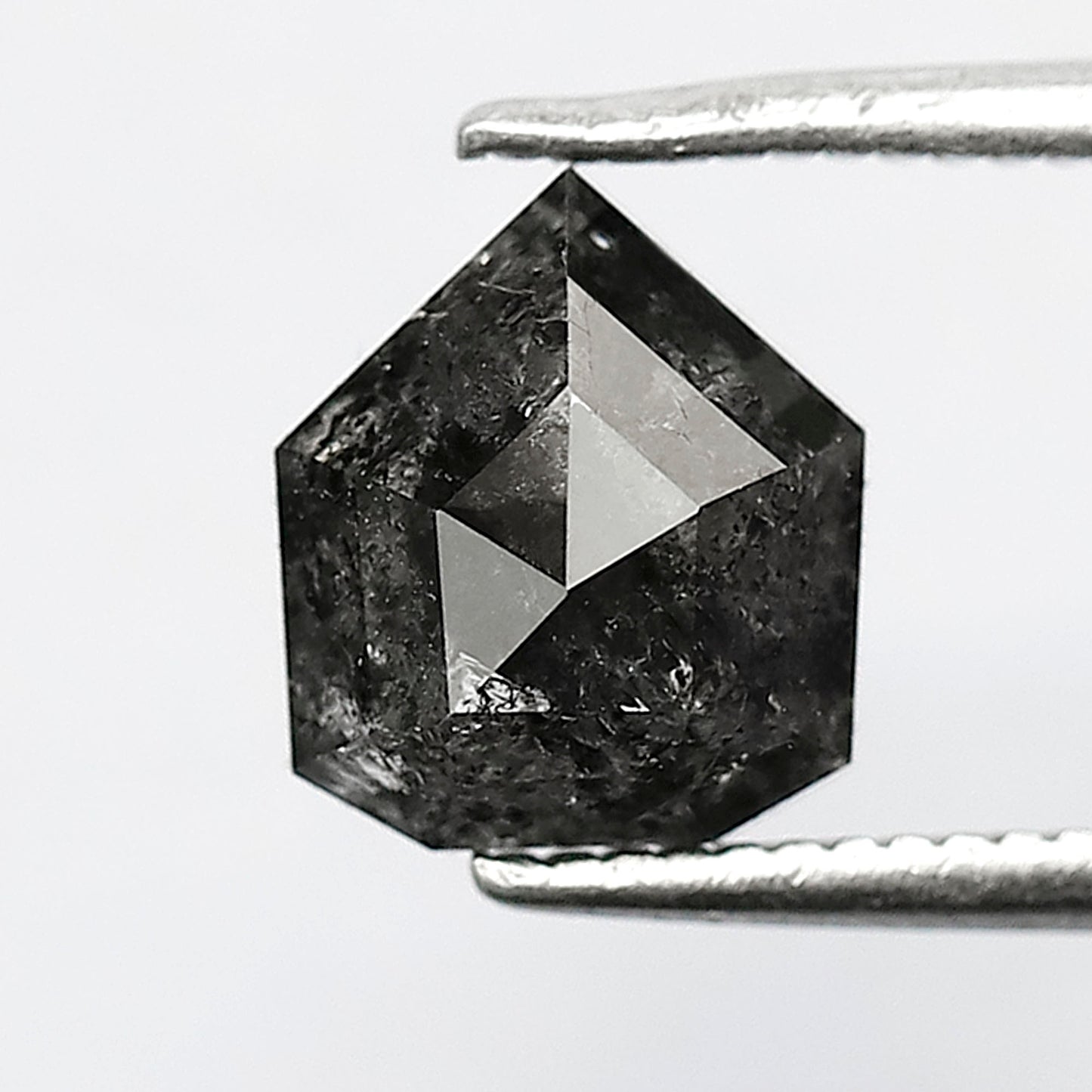 Geometric Cut 2.30 Carat Salt & Pepper Diamond, 7.80 mm Natural Gray Black Loose Diamond, Unique Earth Mined Ring Stone