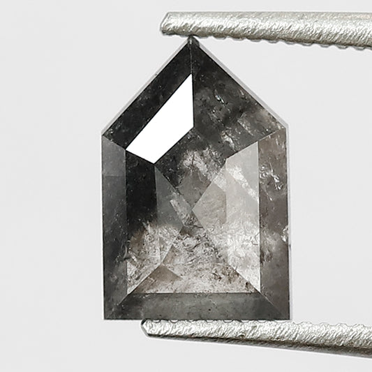 1.39 Ct Bullet Cut Salt and Pepper Diamond 8 MM Loose Natural Grey Black Color Diamond