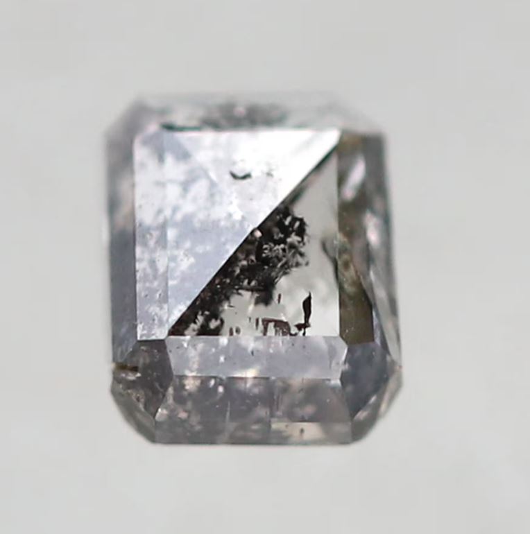 0.41 CT Emerald cut Natural Loose Diamond, 4.70 x 3.70 mm Gray Black Ethical Salt and Pepper Diamond