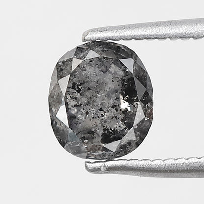 1.19 CT oval Shape Salt and Pepper Diamond 6.40 MM black grey Color Loose Natural Diamond For Wedding Ring