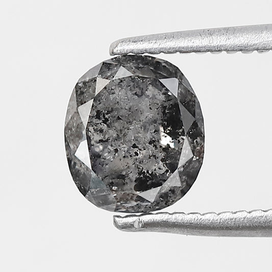 1.19 CT oval Shape Salt and Pepper Diamond 6.40 MM black grey Color Loose Natural Diamond For Wedding Ring