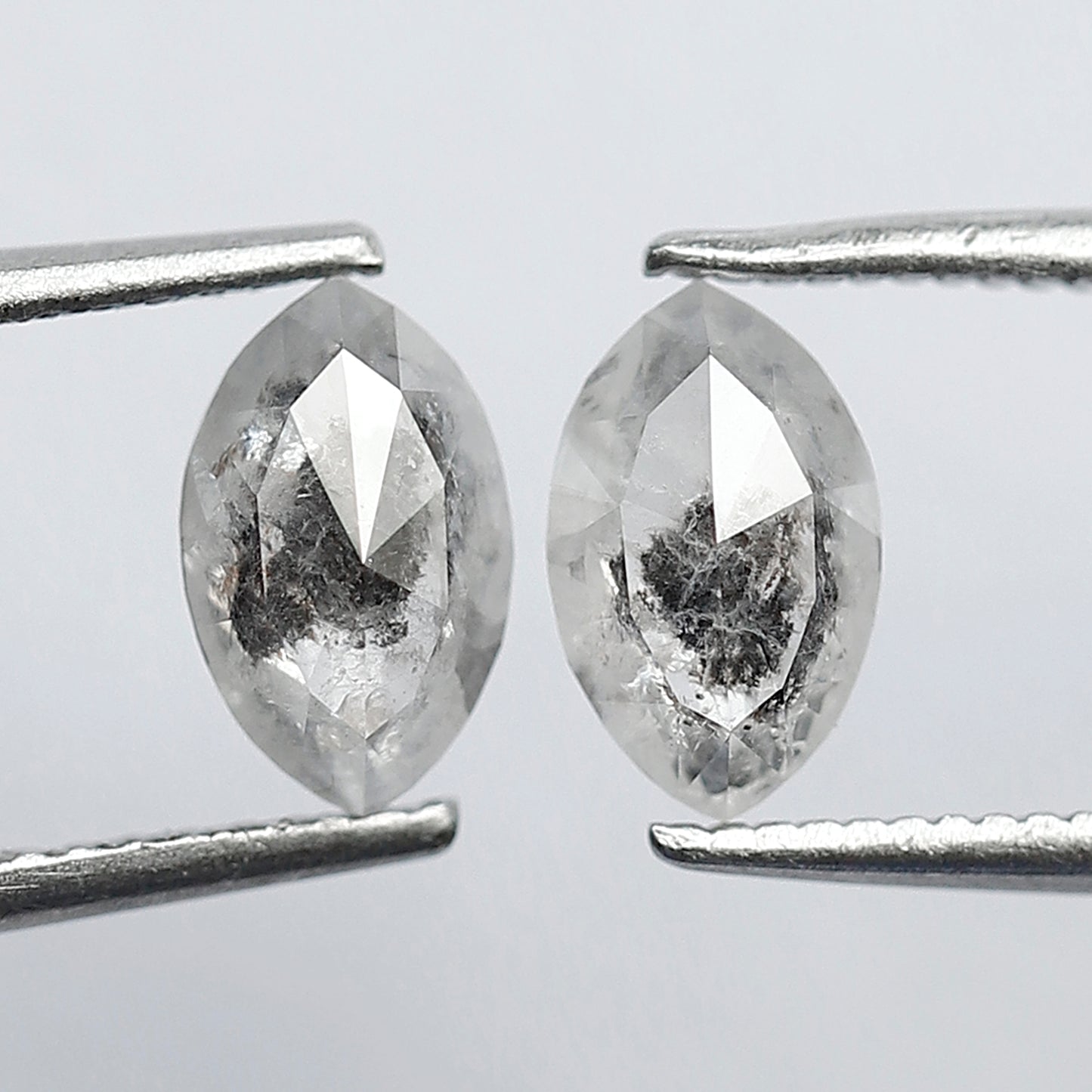 Earth Mined Marquise Diamond Pair 1.14 CT, Misty White Salt and Pepper Diamonds for Custom Stud Earrings