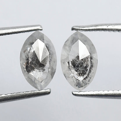 Earth Mined Marquise Diamond Pair 1.14 CT, Misty White Salt and Pepper Diamonds for Custom Stud Earrings