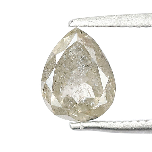 1.42 CT Translucent Pear Shape Loose Diamond, 7.50 x 6.00 mm Salt and Pepper Earth Mined Diamond For Bridal Ring