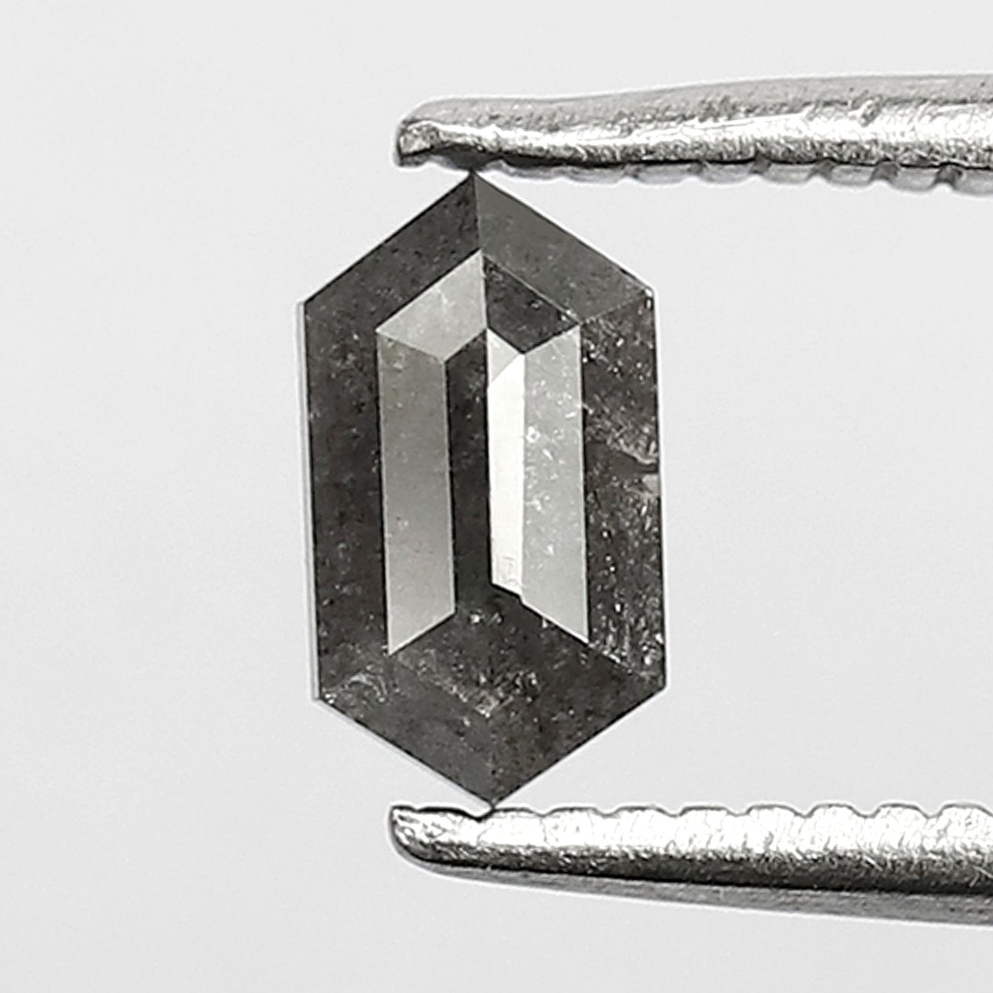 0.44 CT Elongated Hexagon Salt and Pepper Diamond, Natural Gray Black Loose Ethical Diamond for Birthday Ring Gift