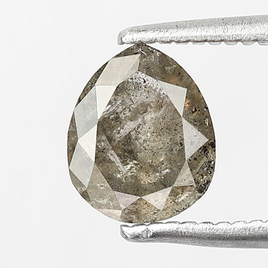 1.19 CT Pear shape Natural loose Grey Brownish color 6.90 MM salt and pepper Diamond