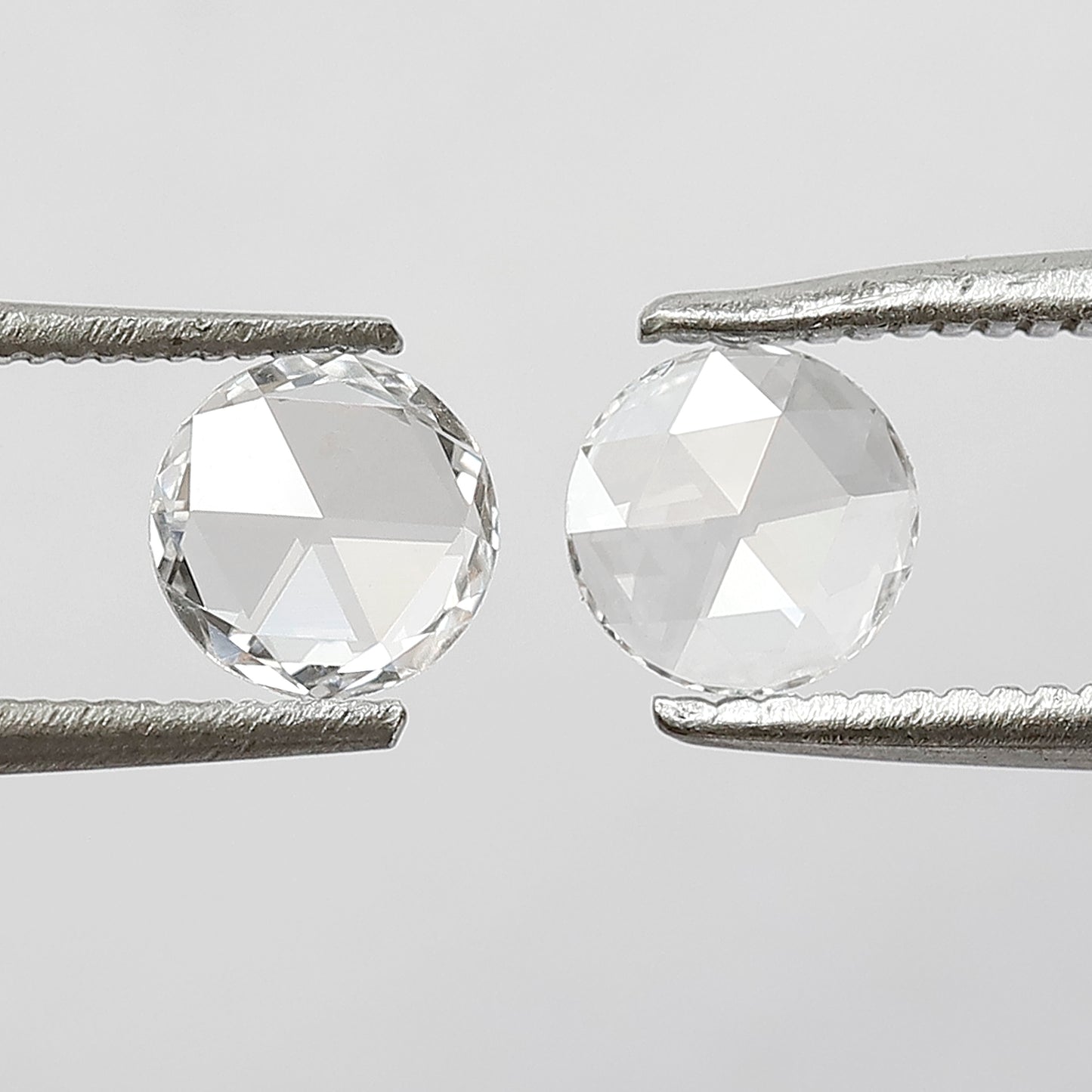 0.57 CT Round Rose Cut Diamond Pair, Natural FG VS Loose Diamonds 5.00 mm For Earrings