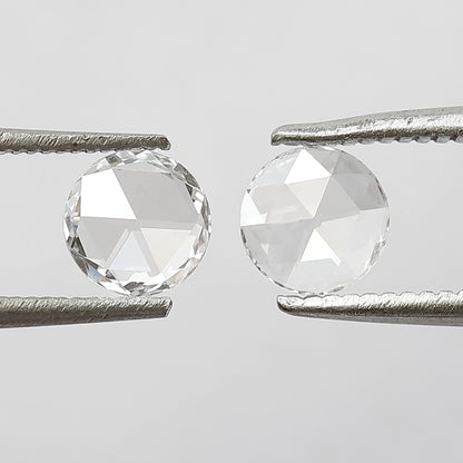 0.57 CT Round Rose Cut Diamond Pair, Natural FG VS Loose Diamonds 5.00 mm For Earrings