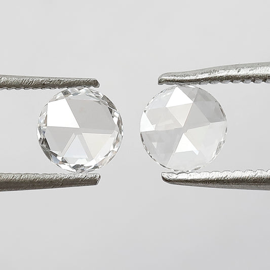 0.57 CT Round Rose Cut Diamond Pair, Natural FG VS Loose Diamonds 5.00 mm For Earrings