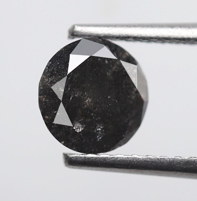 0.92 Ct Round Brilliant Salt and Pepper Diamond, Natural Blackish Gray Loose Wedding Ring Stone
