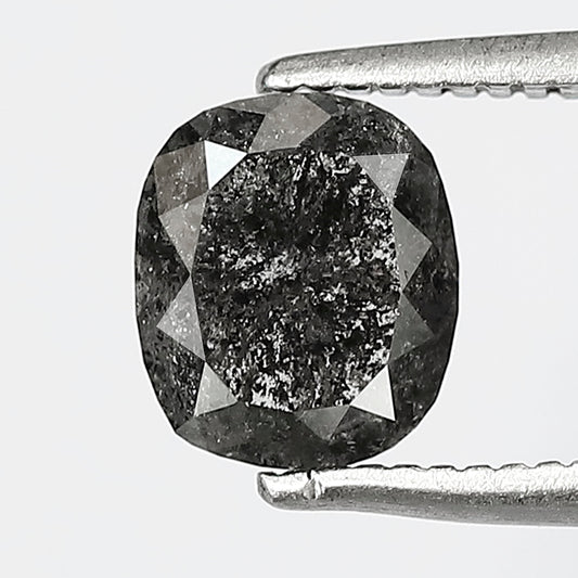 1.28 CT Natural Oval Salt and Pepper Diamond, Earth Mined Gray Black Diamond 6.70 x 5.70 mm Loose Stone for Custom Ring