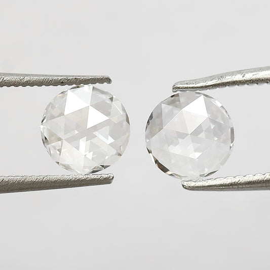 Natural FG color VVS-VS Clarity Round Rose Cut Diamond Pair, 1.26 CT Loose Earth Mined Diamonds For Stud Earrings