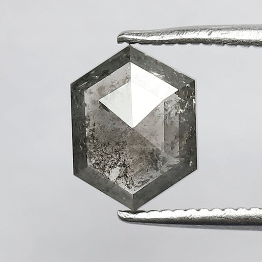 1.62 CT Hexagon Cut Salt and Pepper Diamond, Natural Gray Black Loose Earth Mined Diamond for Jewelry Making