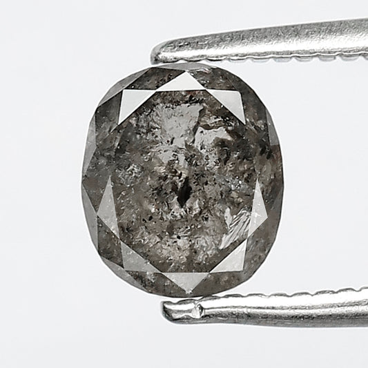 1.18 CT Oval Salt and Pepper Diamond, 6.60 x 5.70 mm Ethical Loose Natural Diamond For Anniversary Ring Gift