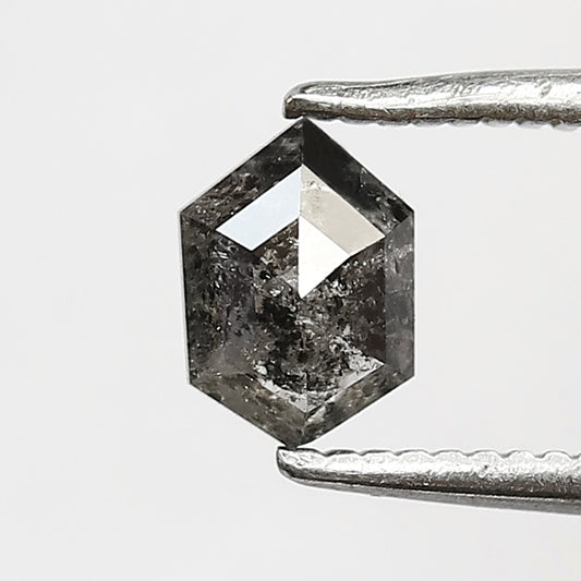 0.55 CT Hexagon Shape Salt and Pepper Diamond 5.90 MM black grey Color Loose Natural Diamond For Wedding Ring