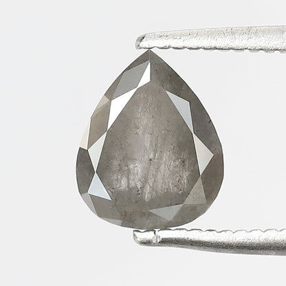 1.33 CT Pear Shape Salt and Pepper Diamond 7.60 MM Loose Natural Misty Grey Black Color Diamond for wedding ring