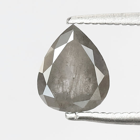 1.33 CT Pear Shape Salt and Pepper Diamond 7.60 MM Loose Natural Misty Grey Black Color Diamond for wedding ring