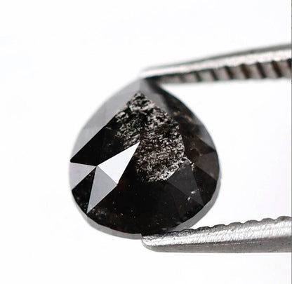 Pear Shape 1.06 Ct Salt and Pepper Diamond, Natural Blackish Gray Diamond, Loose Stone for Ring Making