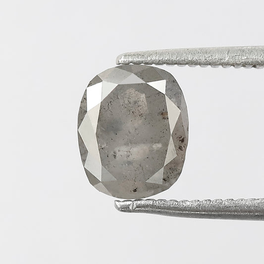 1.79 CT oval Shape Salt and Pepper Diamond 7.60 MM black grey Color Loose Natural Diamond For Wedding Ring