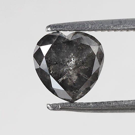 1.69 Ct Heart Shape Salt and pepper Diamond 6.80 MM Loose Natural Grey Black Color Diamond