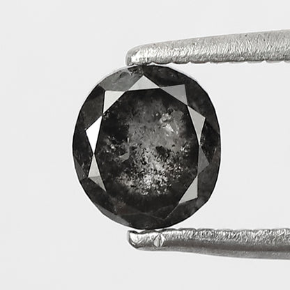 0.93 CT 5.50 MM Oval Shape Black Grey Color Loose Natural Salt and pepper Diamond for her gift
